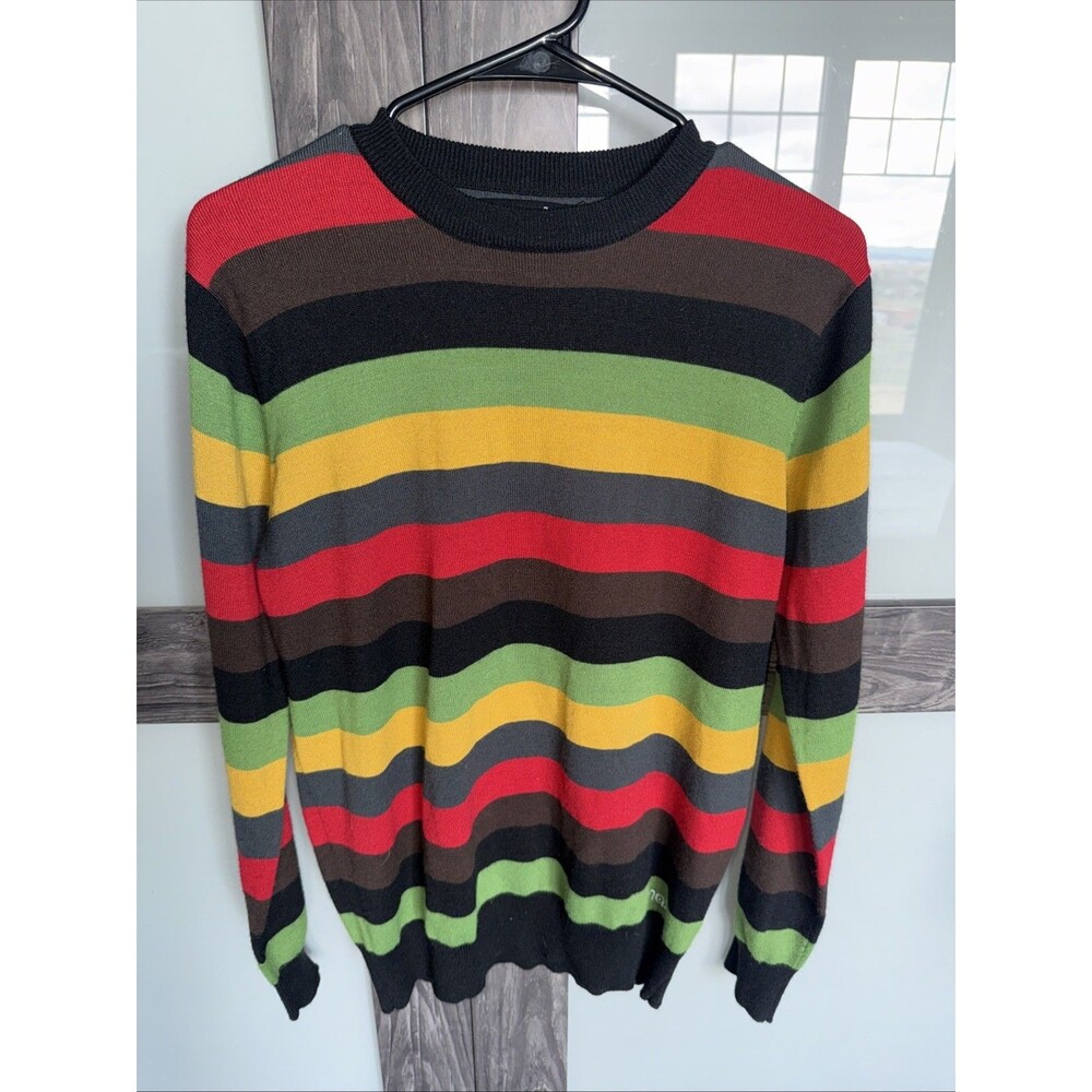 MATIX Marc Johnson Striped multicolor Crew Neck Skater Pullover Sweater Men’s L